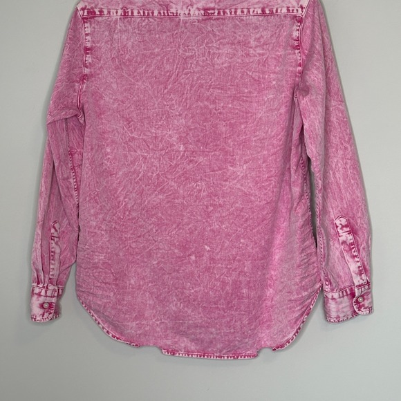 Frank & Eileen Eileen Pink Acid Wash Cotton Button Up Shirt XS - Picture 15 of 16